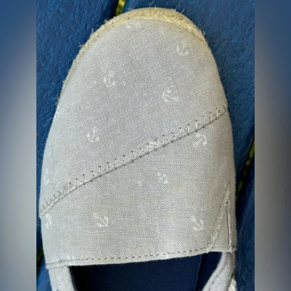 Nautica Rudder Nautical Canvas Espadrille Flat Anchor Print Cinched at Heel